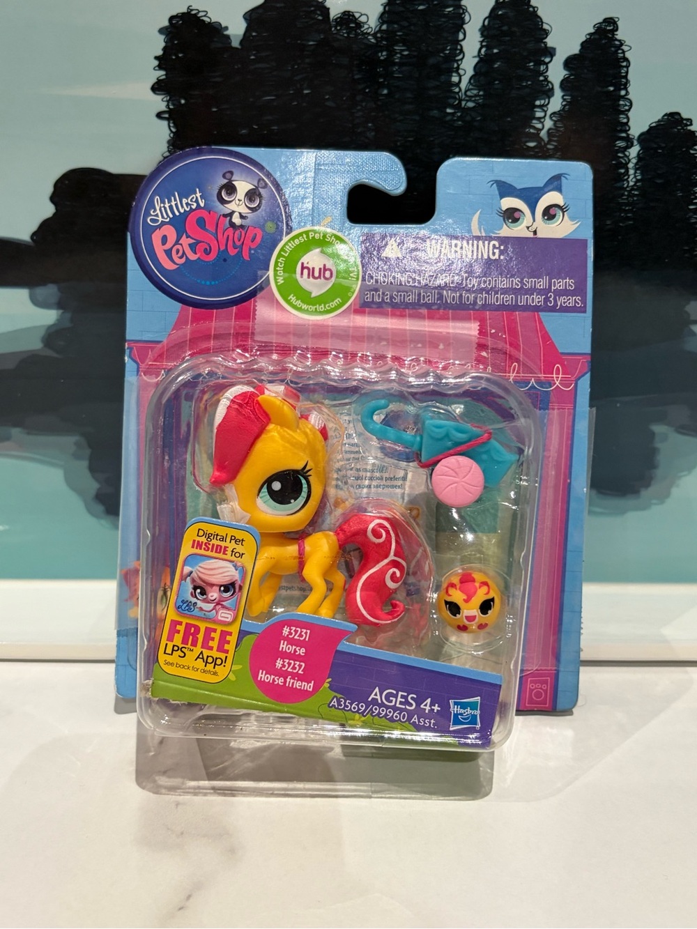 Littlest Pet Shop Yellow & Red Horse with Teal Accessories